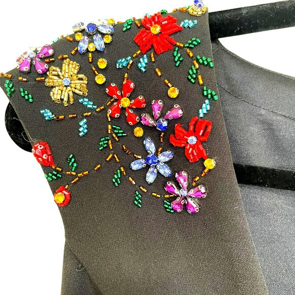 Mac Duggal Black Beaded Embellished V Neck Maxi Dress Formal Gown Sz 6 NEW - Picture 9 of 12